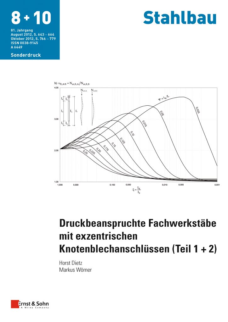 Druckbeanspruchte Fachwerkstäbe mit exzentrischen Knotenblechanschlüssen